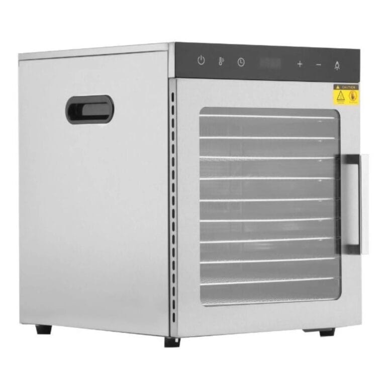 Fødevaredehydrator i rustfrit stål – 10 bakker (800W / 30 til 90°C)