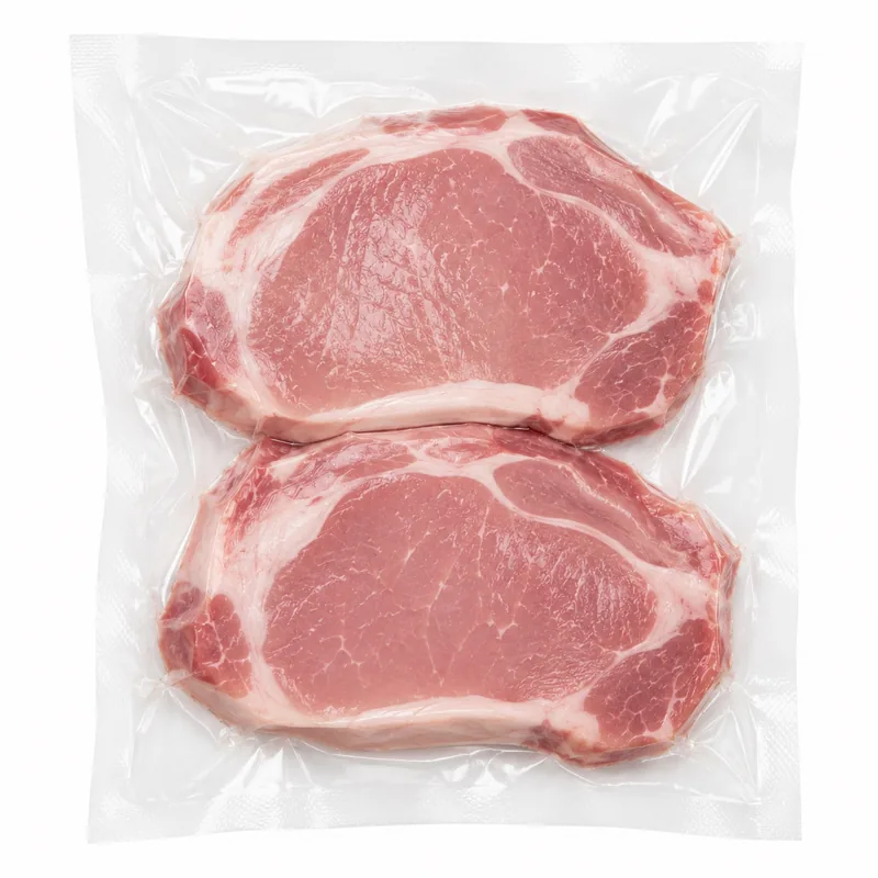 Pièces of porc emballées sous vacuum en slagteri